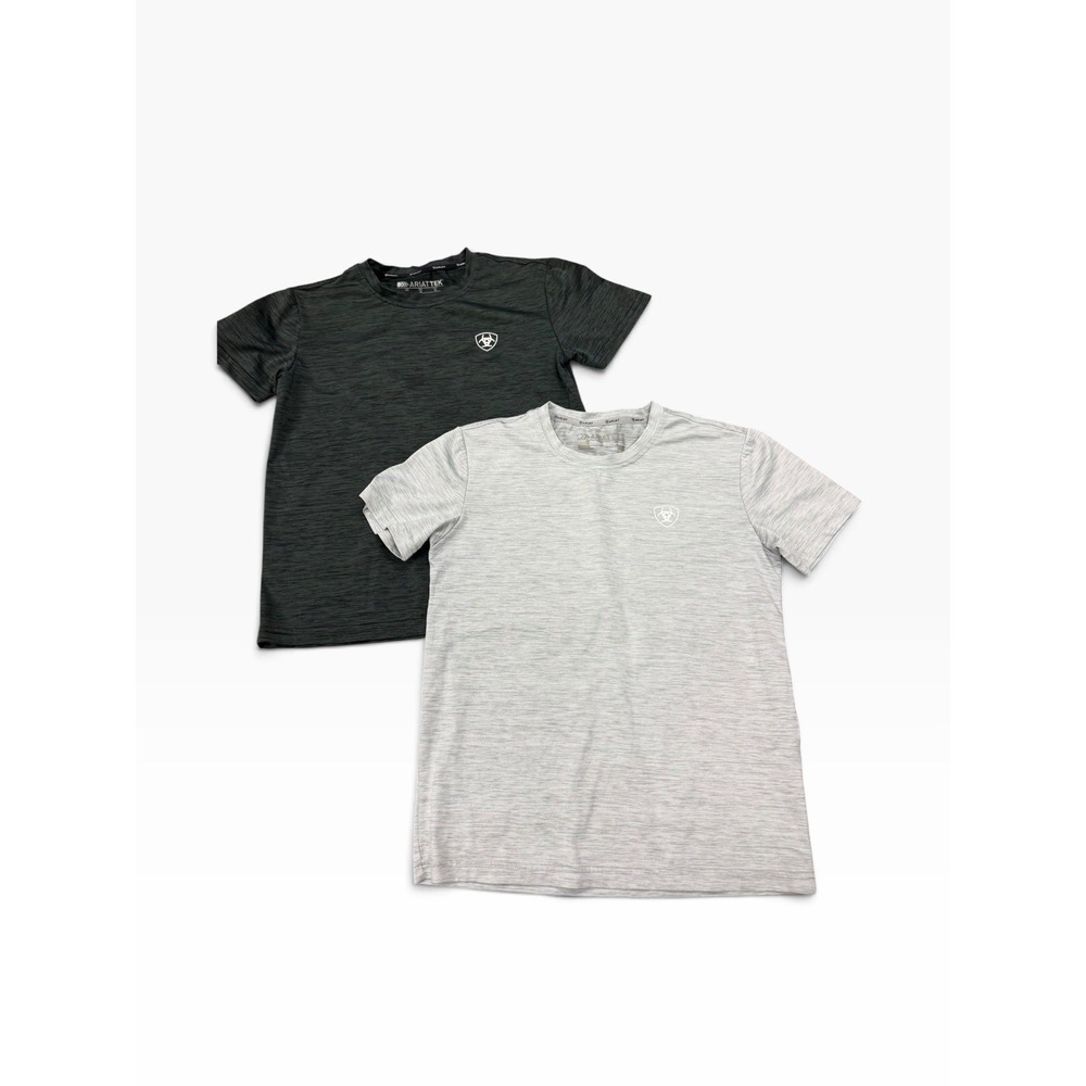 Ariat TEK Kids Youth M Shirt Lot 2 American Flag Performance Tees Gray Black